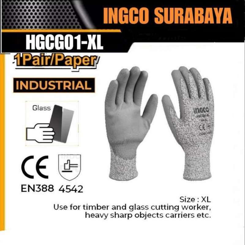 Jual INGCO HGCG01 CUT RESISTANT GLOVES SARUNG TANGAN ANTI SAYAT SAFETY