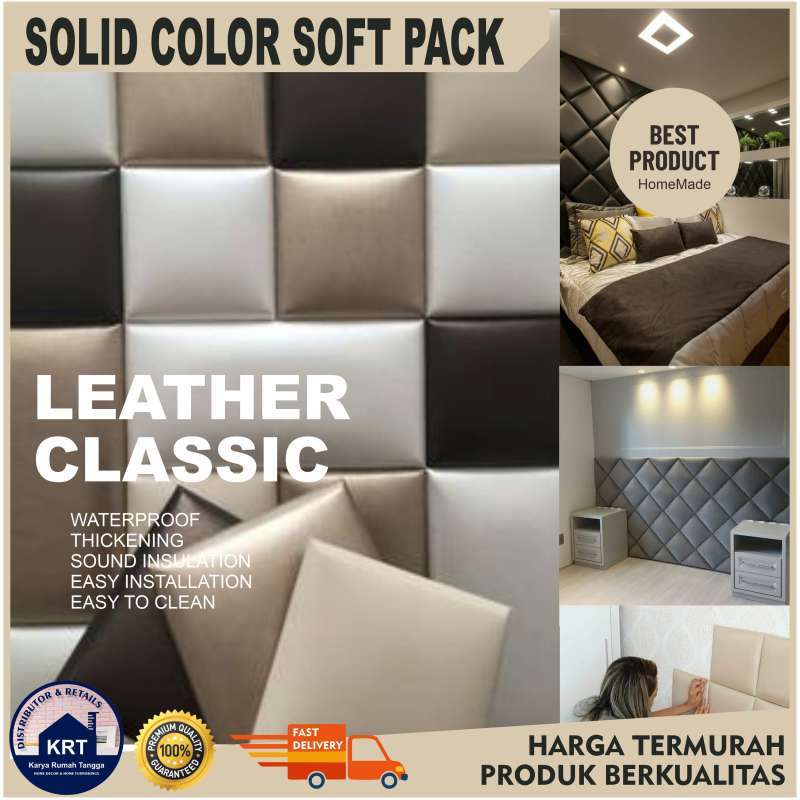 Jual LEATHER CLASSICHeadboard Bed Wall Panel Kedap Suara/Wall Foam