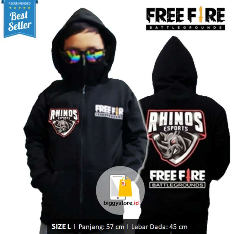 Jual Jaket Ninja Anak Free Fire Hitam motif NEW RHINOS Anak 415