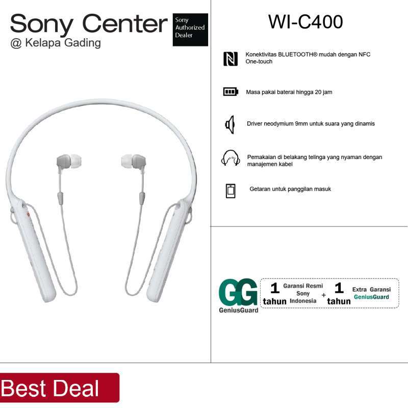 Jual Sony Wi-c400 Wireless Bluetooth Behind-neck In Ear Headset With ...