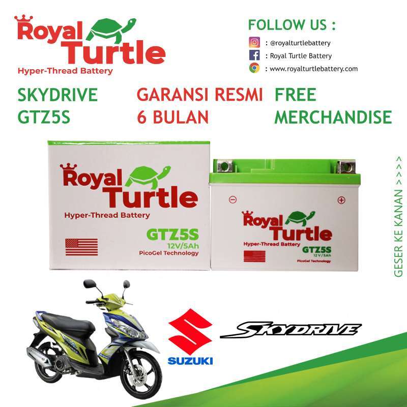 Jual Aki Motor Suzuki Skydrive ROYAL TURTLE GTZ5S Accu Kering