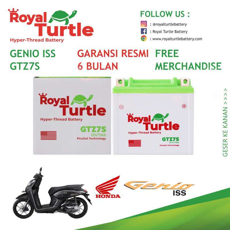 Jual Aki Motor Honda Genio ISS (Idling Stop System) ROYAL TURTLE GTZ7S