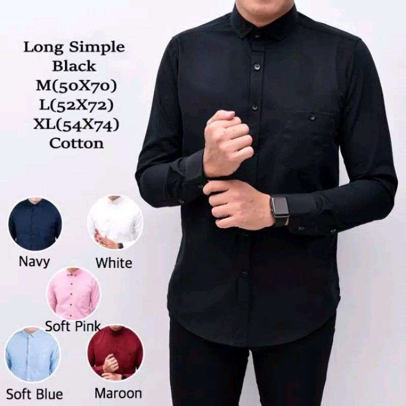 Jual (BISA COD) Kemeja Polos Katun Kerja Kantor Formal Lengan Panjang