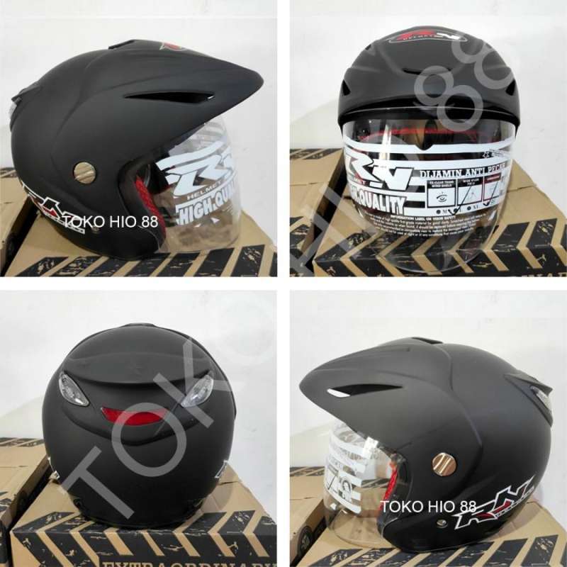 Jual Helm RN Hitam Bintang Black Doff SNI Half Face Dof Bagus Awet Murah di Seller Minimugen