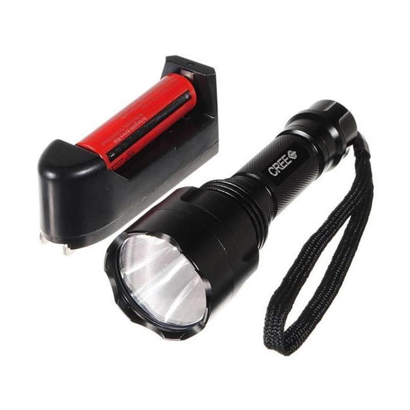 Jual Cree Q5 C8 Flashlight Waterproof Paket Senter LED