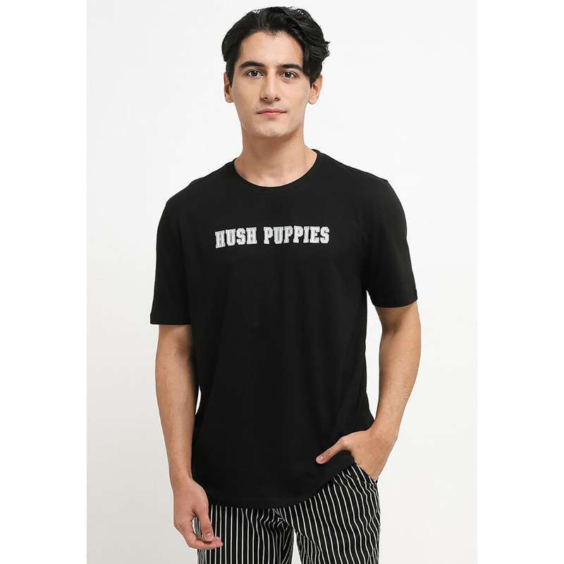 Promo Hush Puppies Nightfall Logo Tee Pria 01 Black L Diskon 55 di