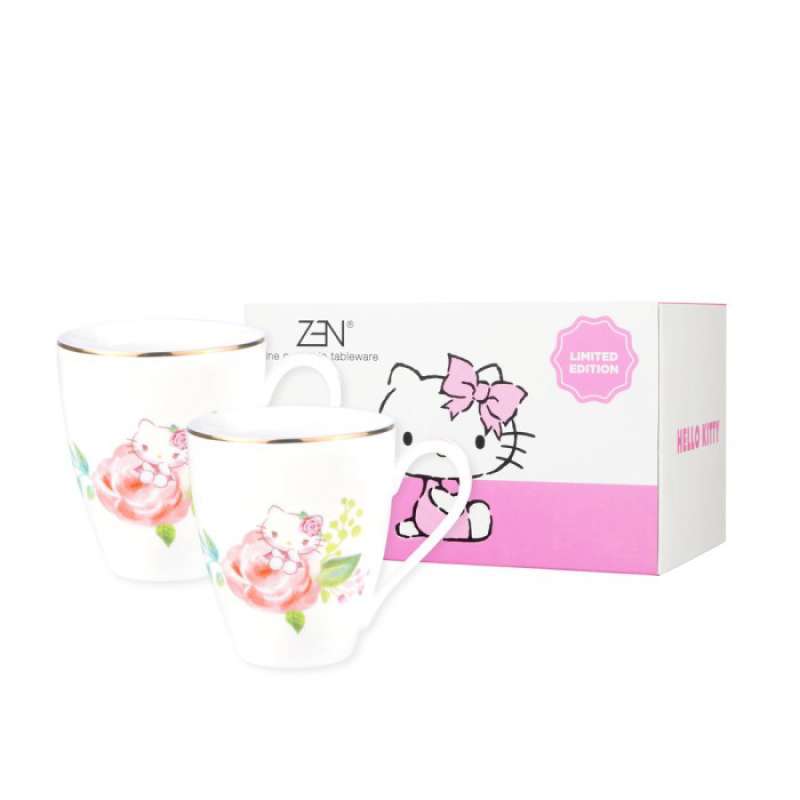 Jual ZEN HELLO KITTY Mug/Gelas Keramik Rose 2pcs + Giftbox di Seller
