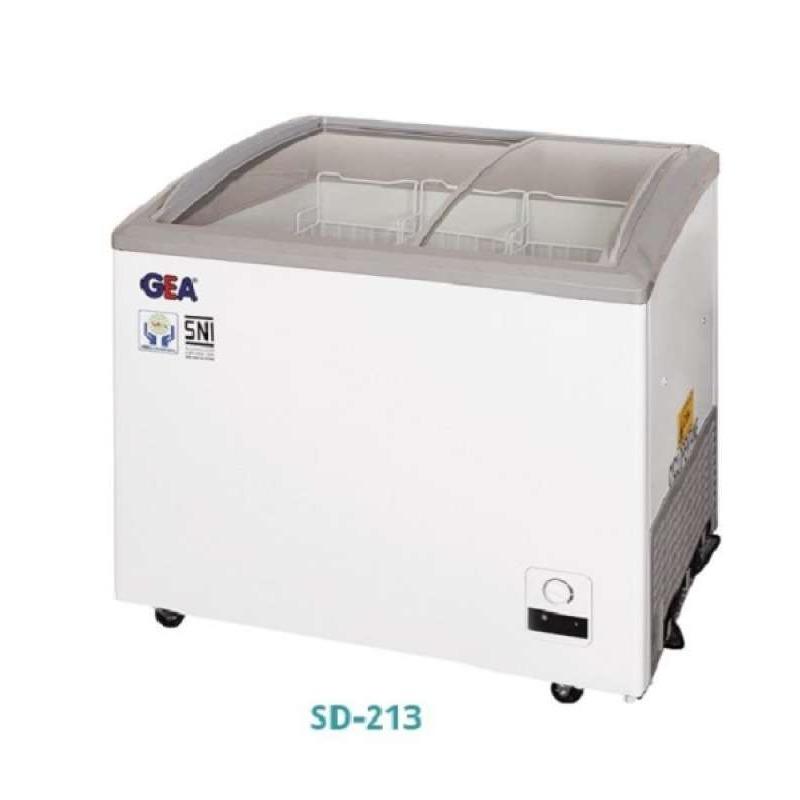 Jual Gea SD213 Freezer Sliding Curve Glass Door / Chest Freezer Gea SD