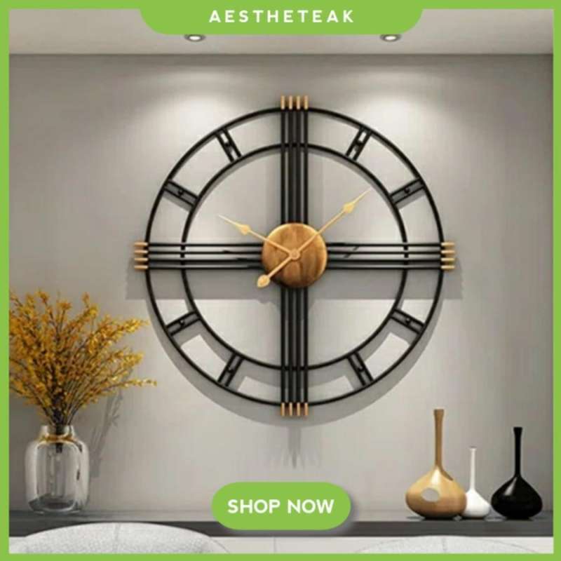 Jual JAM DINDING BESI INDUSTRIAL VINTAGE DIAMETER 80CM di Seller