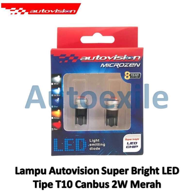 Microzen Jual Autovision Microzen Super Bright Led T10 W5w 2w Canbus Red Merah ...