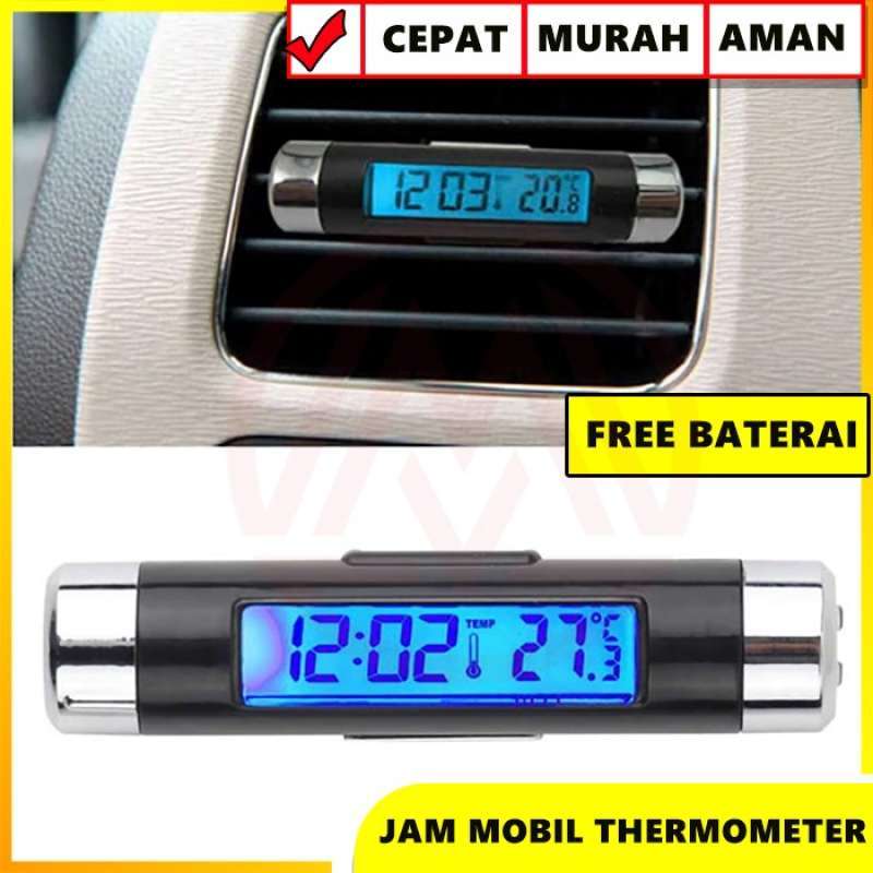 Jual JAM DIGITAL DASHBOARD MOBIL TERMOMETER SUHU AC DENGAN LAMPU di