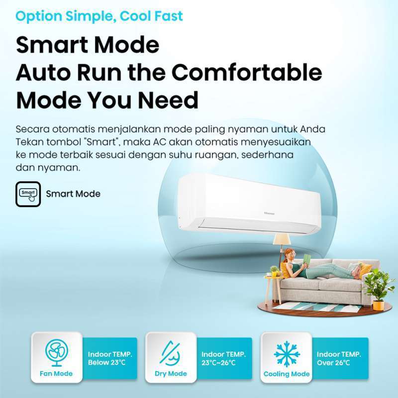 Promo Hisense Ac Air Conditioner Standard 1 Pk An09ceg (indoor