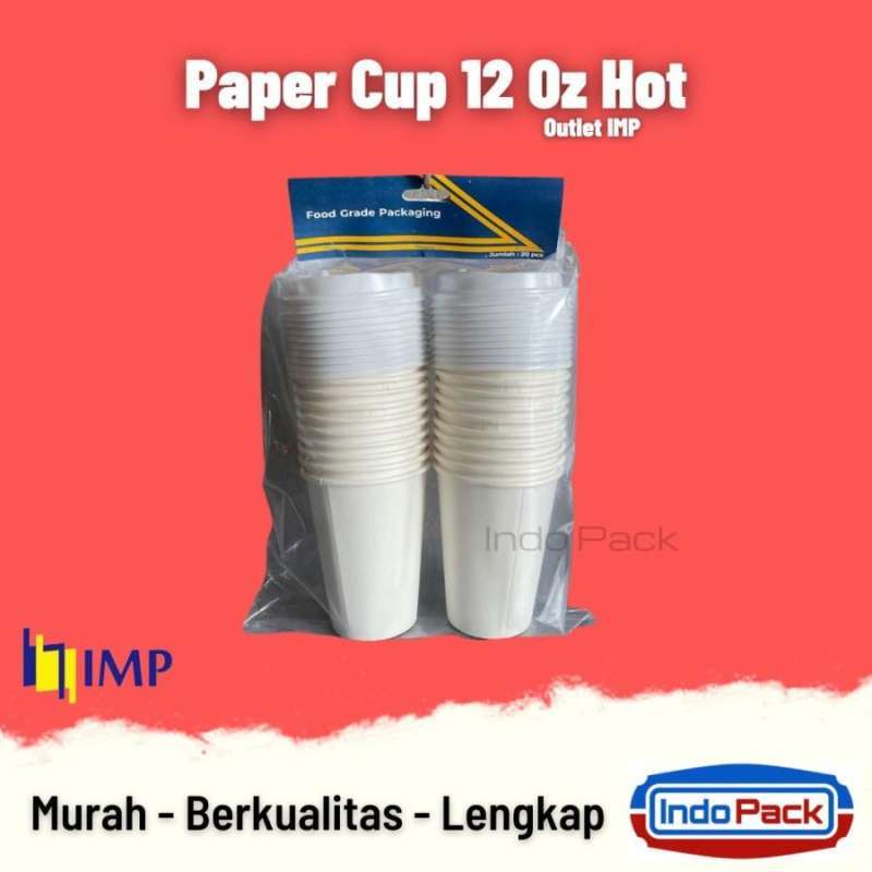 Jual (outlet) Paper Cup 12 Oz + Lid Putih @20 Pcs Di Seller Indo Pack ...