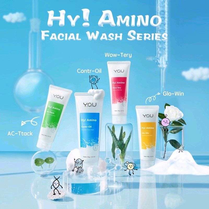 Jual YOU Hy! Amino Facial Wash You Oil Control, Hydrating, Brightening