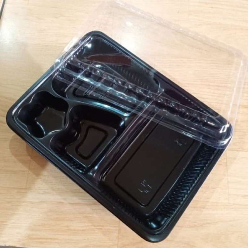 Jual Mika Bento+Tutup Transparan /Mika Bento 4 Sekat /Kotak Box Makanan