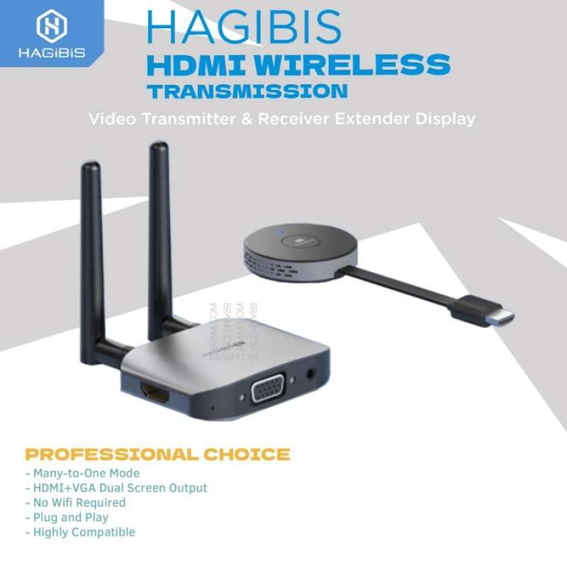Hagibis Wireless HDMI Transmitter & Receiver - 5G, 164ft Range, Plug & Play For TV, Laptop, PS5