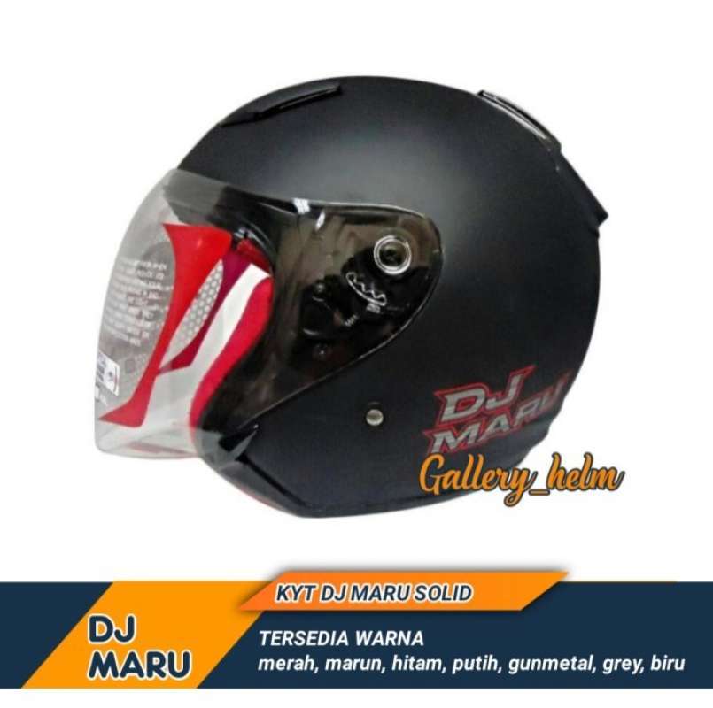 Promo Kyt Dj Maru Hitam Doff Glossy Solid Helm Half Face Diskon 12 di
