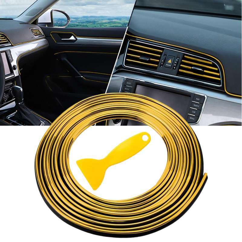 Promo Car Interior Moulding Strips Trim Car Gap Fillers for Dashboard Door Gold Diskon 33 di