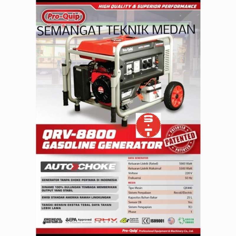 Jual QRV-8800 GENSET GENERATOR LISTRIK BENSIN 5500 WATT PRO-QUIP ...