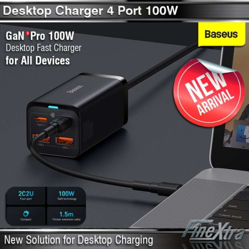 Jual GaN Pro Desktop Fast Charger 100W 4 Ports Input AC 110 - 220V di ...