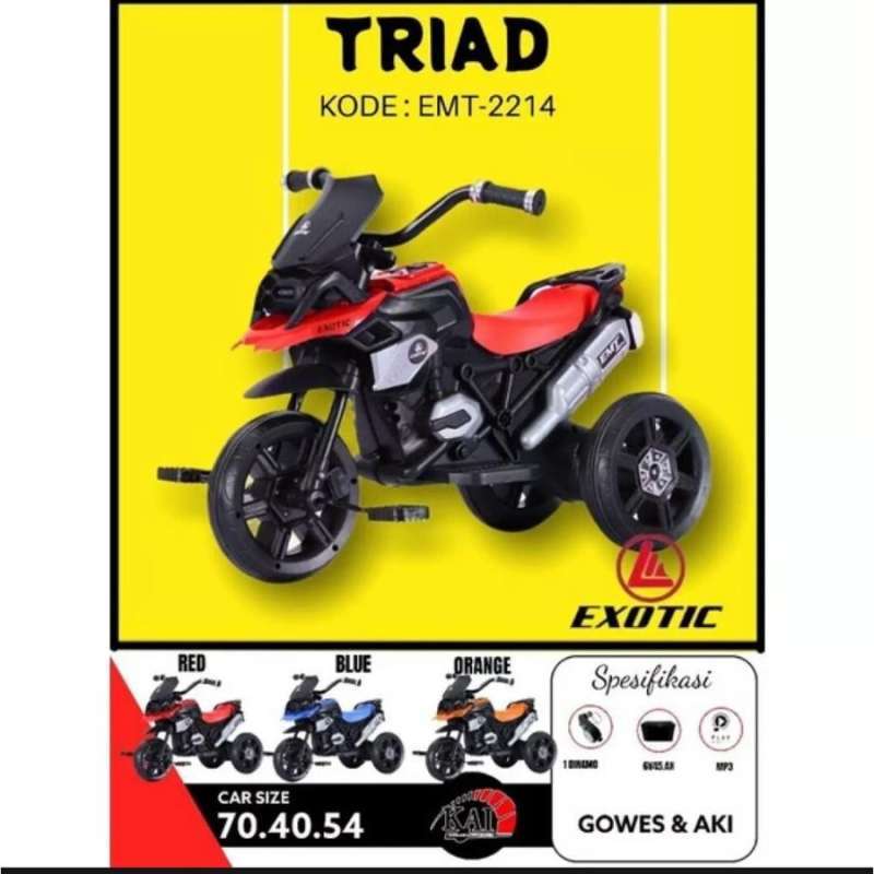 Jual Sepeda Motor Aki dan Gowes 2IN1 (2 Fungsi) Roda 3 Merk Exotic EMT