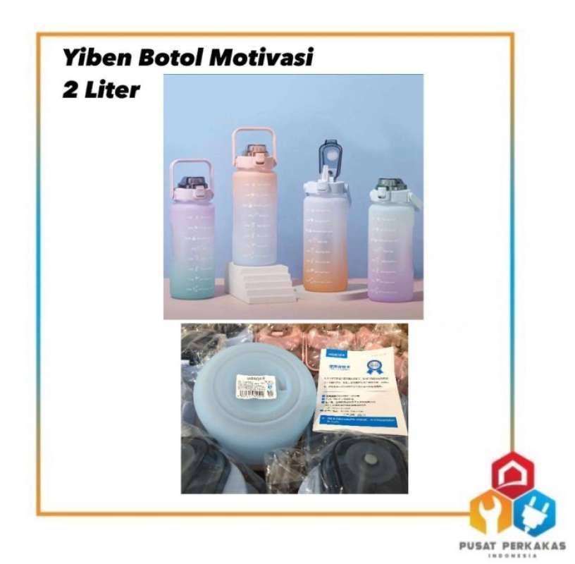 Promo YIBEN BOTOL MINUM VIRAL MOTIVASI 2 LITER    / BOTOL PENANDA WAKTU