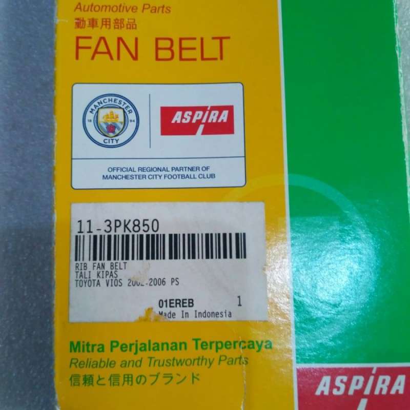Jual Tali Kipas Atau Fan Belt Power Steering Vios 3pk 850 Merk Aspira jual-tali-kipas-atau-fan-belt-power-steering-vios-3pk-850-merk-aspira