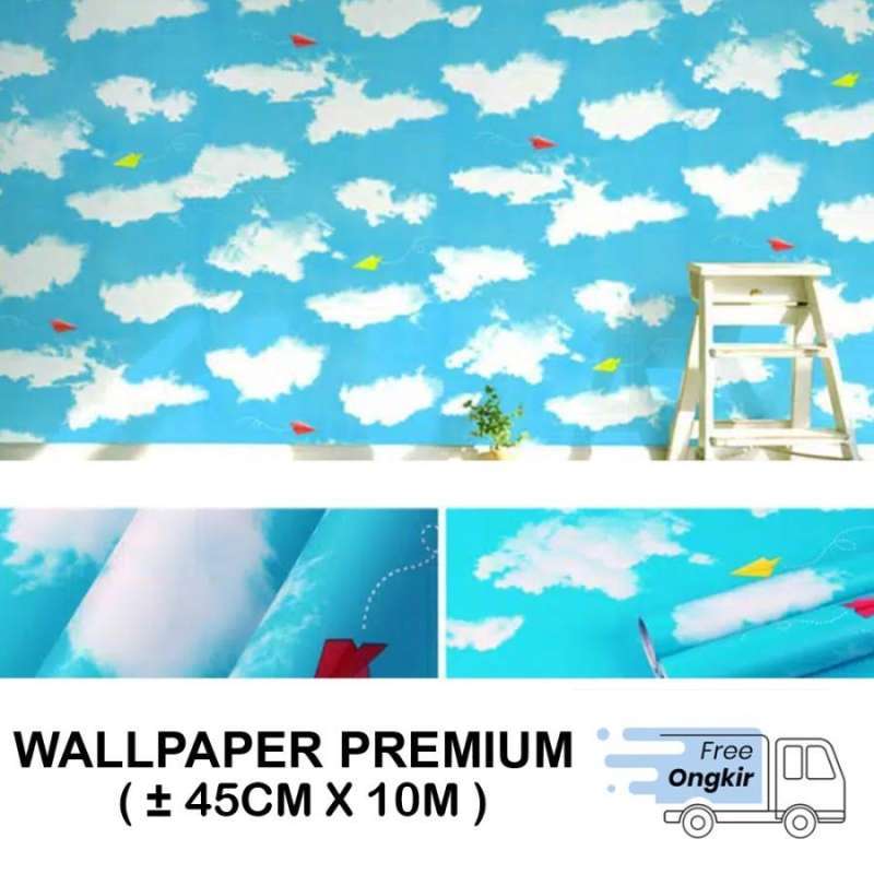 Jual STICKER KAMAR WALLPAPER DINDING 3D AWAN BIRU 10M X 45CM di Seller