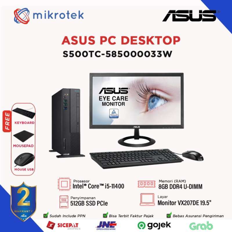 Jual ASUS PC DESKTOP S500TC585000033W i511400 8GB 512 SSD W11 300W 19