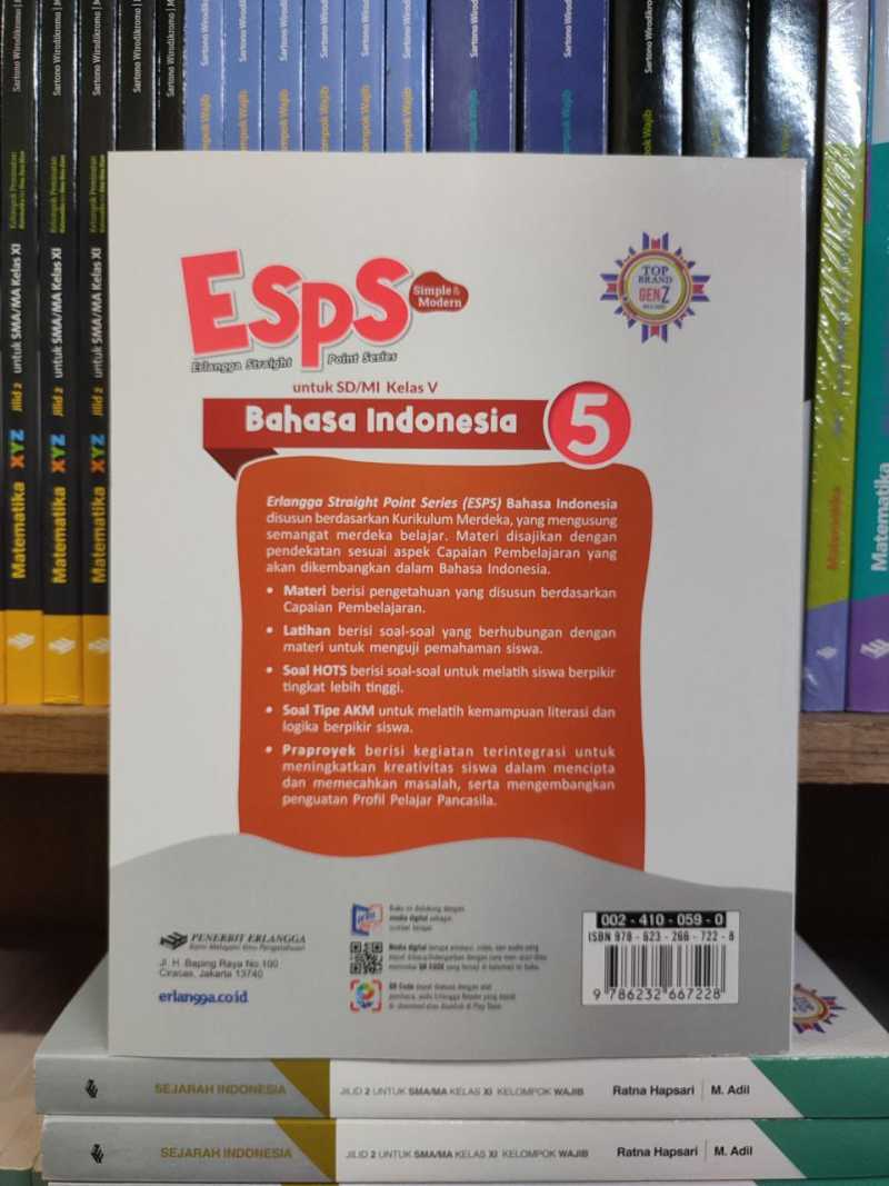 Promo Buku Esps Bahasa Indonesia Kelas 5 Sd Kurikulum Merdeka Erlangga ...