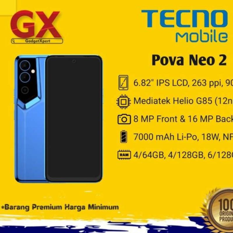 Jual Tecno Pova Neo 2 4/64 4/128 6/128 GB Garansi Resmi - 4/128GB Biru ...