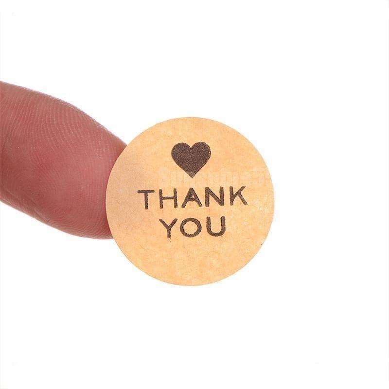Jual Stiker label Thank You Warna Coklat Bentuk Bulat Buat Paket