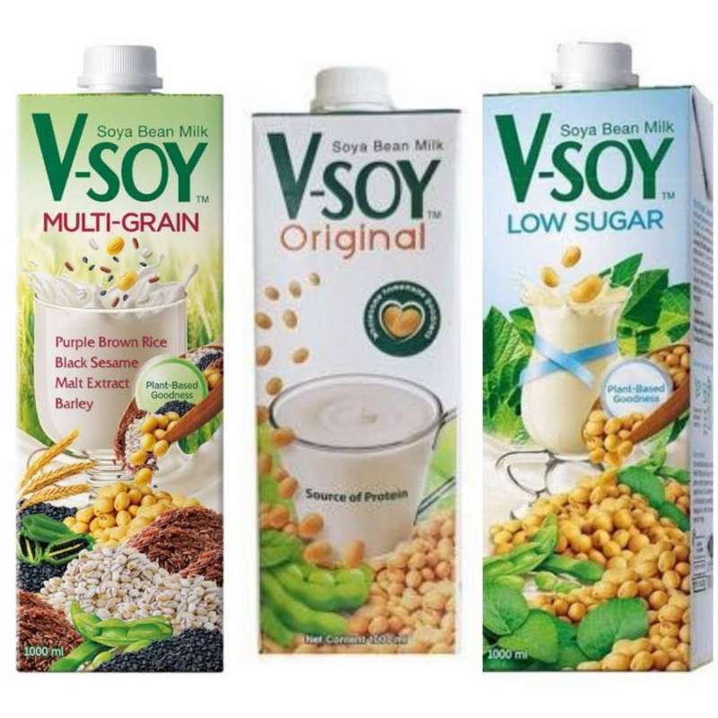 Jual Vsoy 1 Liter Susu Kedelai/vsoy Original+vsoy Multi Grain+vsoy Low Fat Multi+bublewrp Di