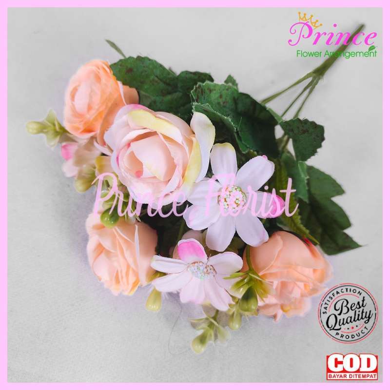 sensodaily buatan buket simulasi 21 mawar berlian 7 cabang bunga palsu dekorasi rumah pernikahan