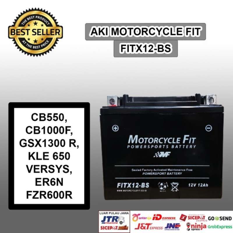 Jual Aki Motor Kawasaki ER6N Accu MF YTX12-BS Aki MF ORIGINAL FITX12-BS
