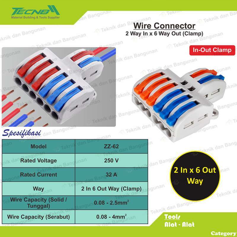 Jual Quick Cable Connector / Konektor Kabel Listrik 2 In 6 Out Way