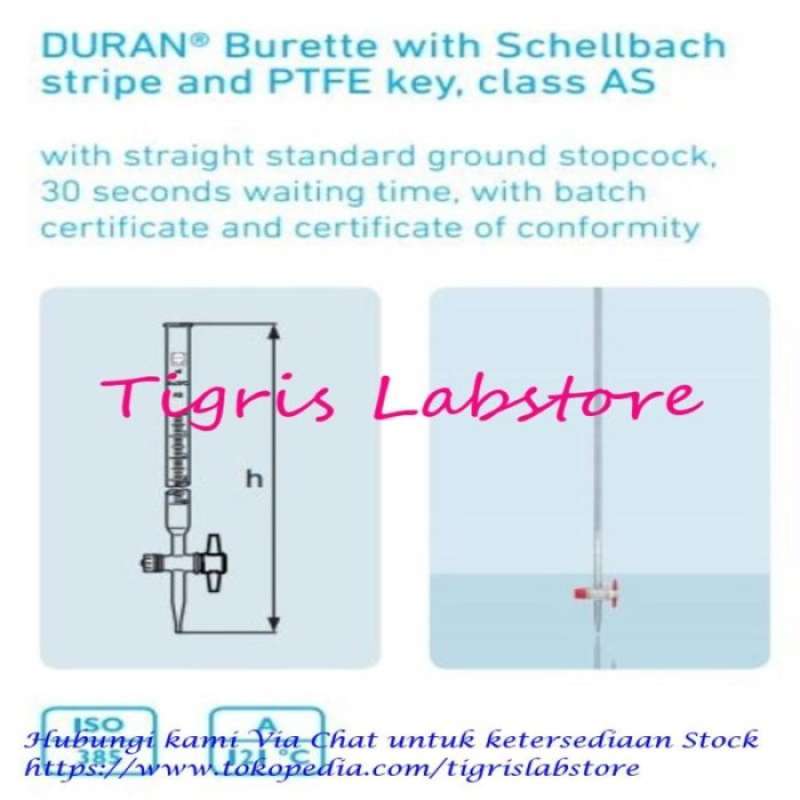 Promo Duran Burette Clear Schellbach Ptfe Stopcock 25ml 243303304