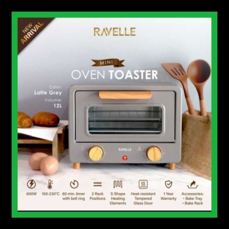 Jual Ravalle Mini Oven Listrik 12 Liter Korean Toaster Latte Grey di