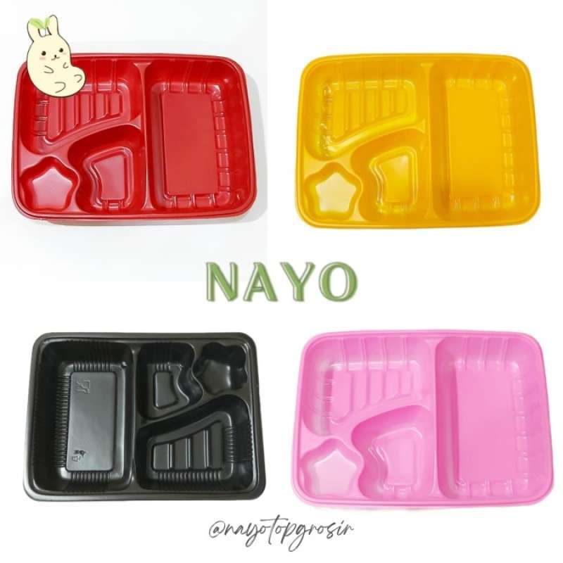 Promo Bento Tray Khusus Gosend/ Mika Bento 4 Sekat/ Lunchbox/ Kotak