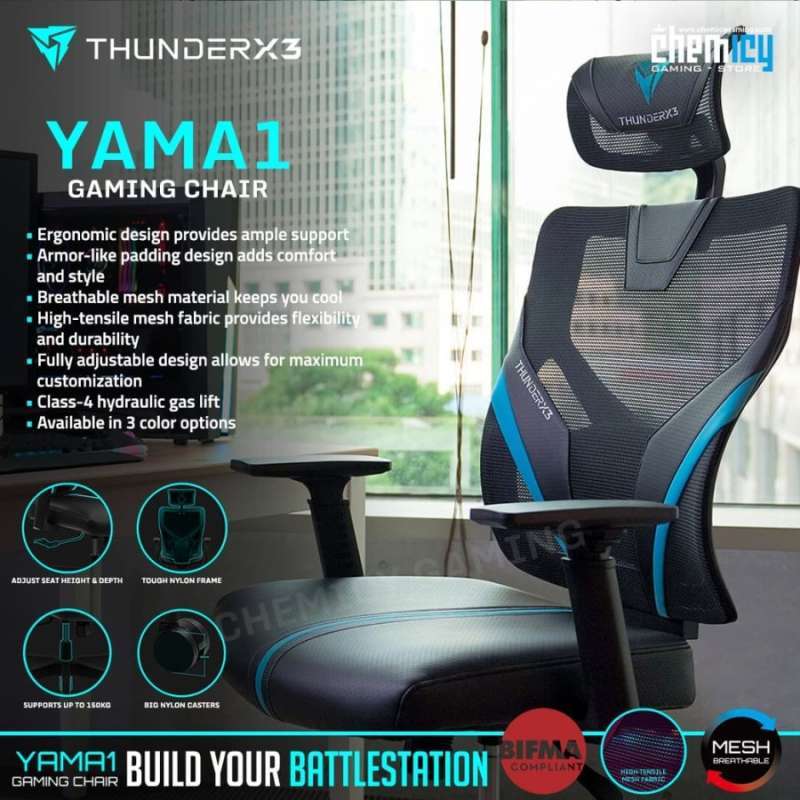 Jual Thunderx3 Yama1 Ergonomic Gaming Chair Cyan Di Seller Chemicy