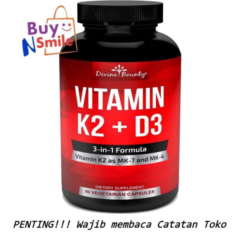Jual Vitamin K2 (mk7 + Mk4) With D3 5000 Iu Divine Bunty 90 Vegan
