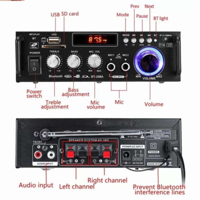 Promo Terbaik Xon Amplifier Bluetooth Eq Audio Karaoke Home Theater Fm