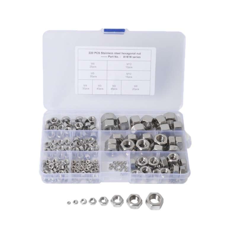 Jual 220pc INDUSTRIAL STAINLESS STEEL LOCK NUT ASSORTMENT KIT with