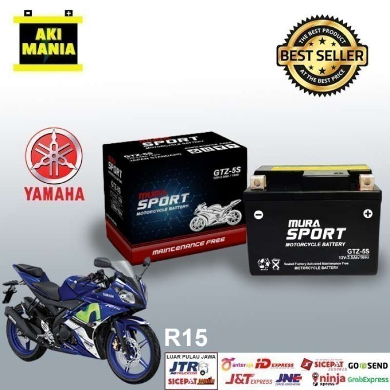 Jual Aki motor yamaha r15 GTZ5S aki kering murasport berkualitas di