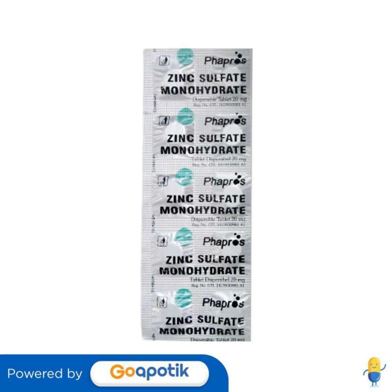 Jual ZINC SULFATE MONOHYDRATE PHAPROS 20 MG STRIP 10 TABLET di Seller