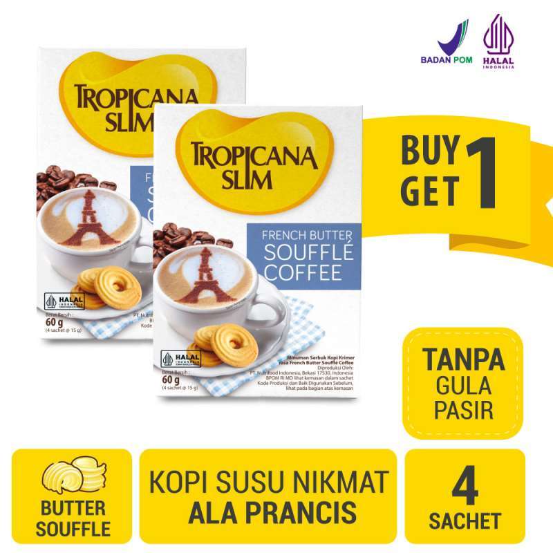 Promo Twin Pack Tropicana Slim French Butter Souffle Coffee 4 Sachet