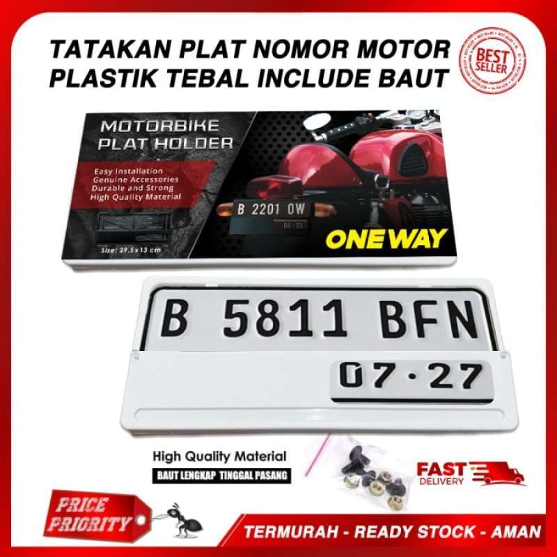Promo Unik Dudukan Tempat Plat Nomor Motor Frame Cover Plat Motor PUTIH