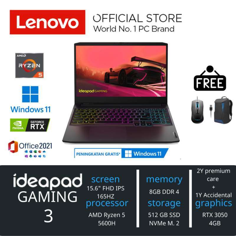 Jual Lenovo Ideapad Gaming 3 15ach6 R5 5600h 8gb 512gb Ssd W11 Ohs Rtx