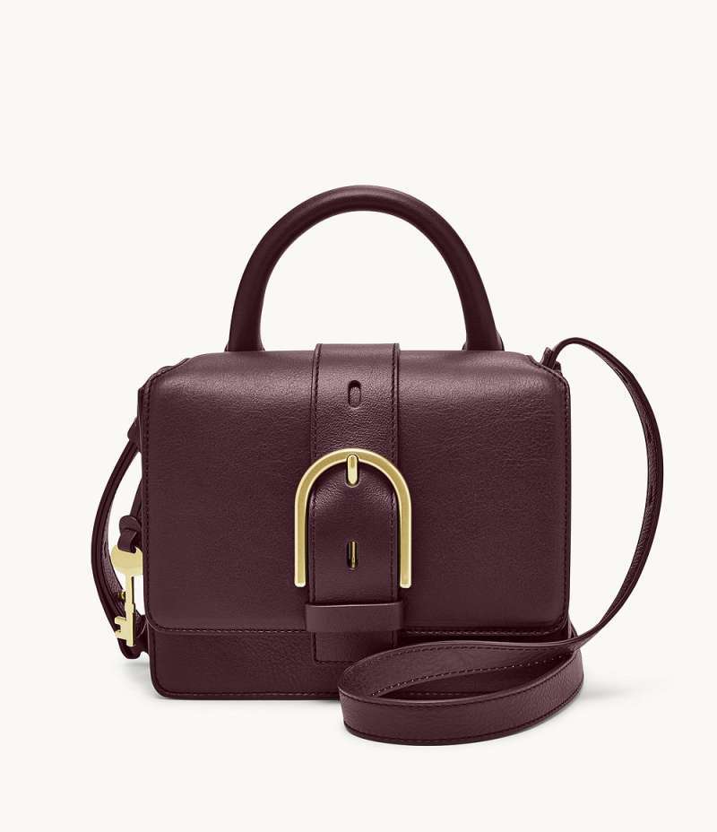 Jual Fossil Wiley Top Handle Crossbody Bag color Fig Leather ZB7880503