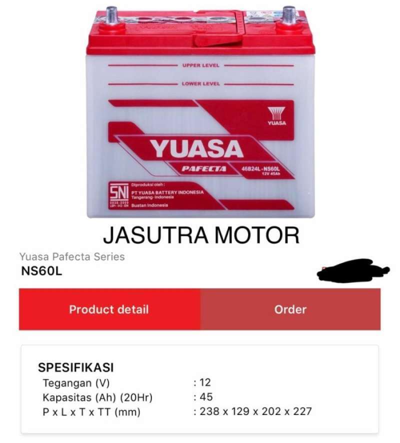 Jual Aki Mobil Yuasa Ns60l / 46b24l 12v 45ah -17290 Di Seller Tamsa